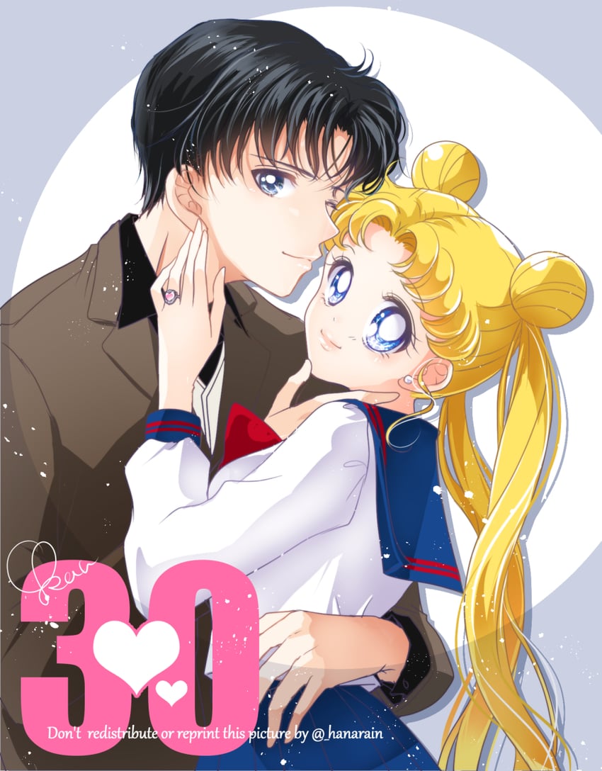 tsukino usagi and chiba mamoru (bishoujo senshi sailor moon) drawn by sarashina_kau