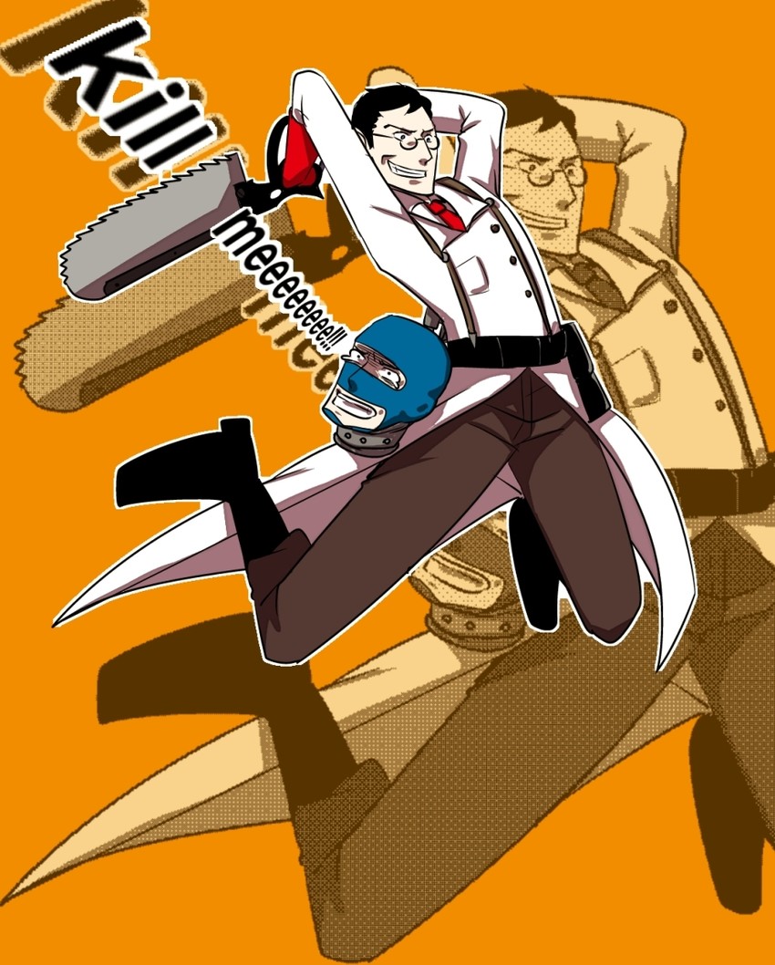 medic, spy, red medic, and blu spy (team fortress 2 and 1 more) drawn by neitarou