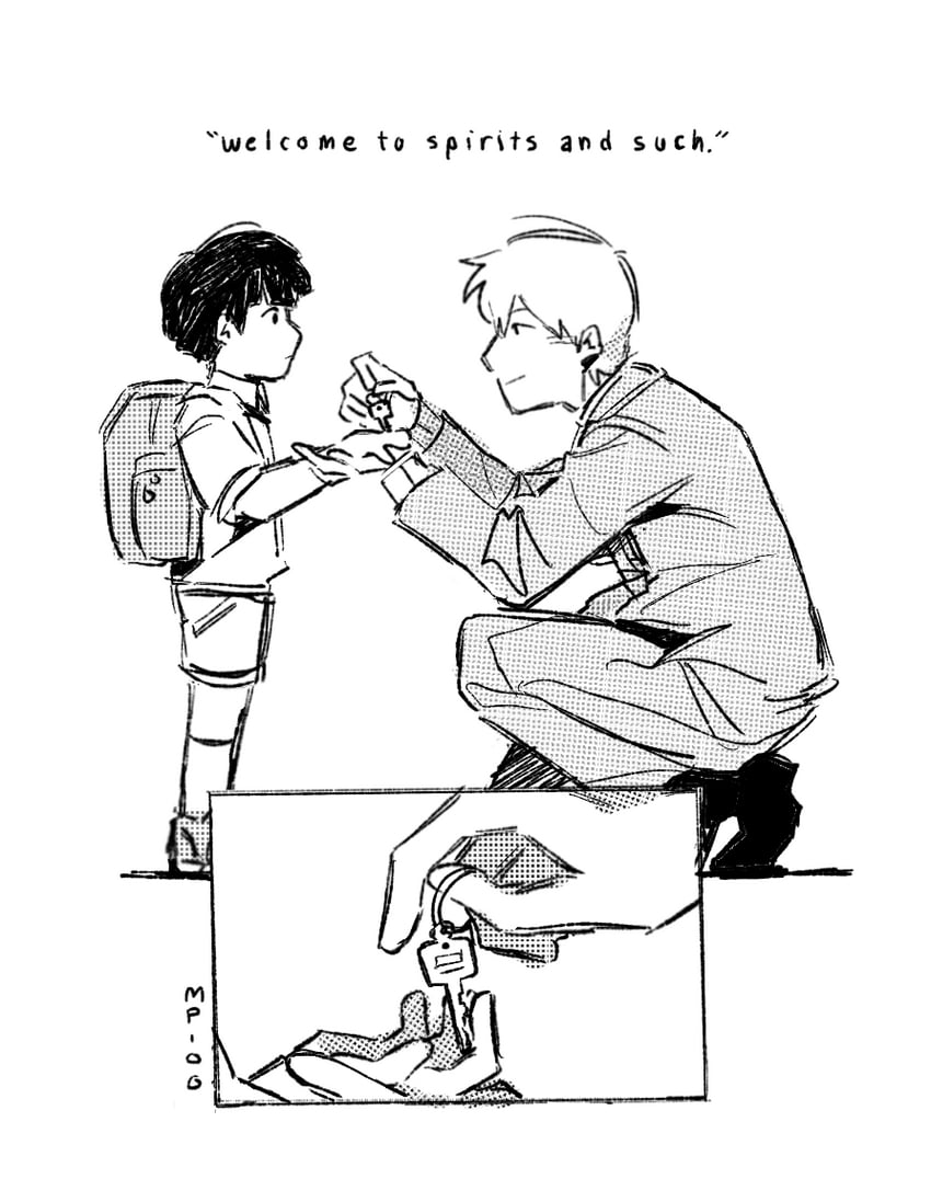 kageyama shigeo and reigen arataka (mob psycho 100) drawn by mp100days
