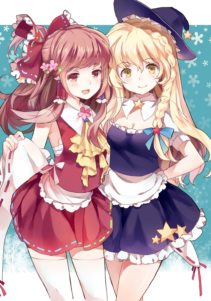 hakurei reimu and kirisame marisa (touhou) drawn by sheska_xue