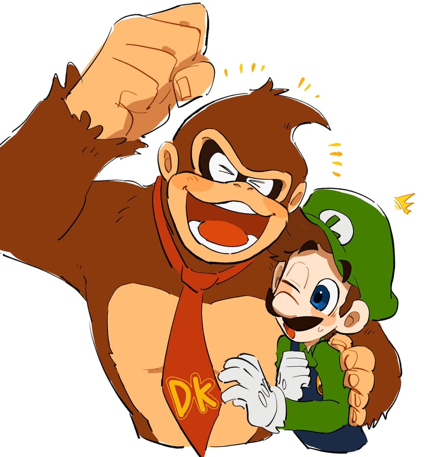 luigi and donkey kong (mario and 1 more) drawn by mimimi_(mimimim9999)