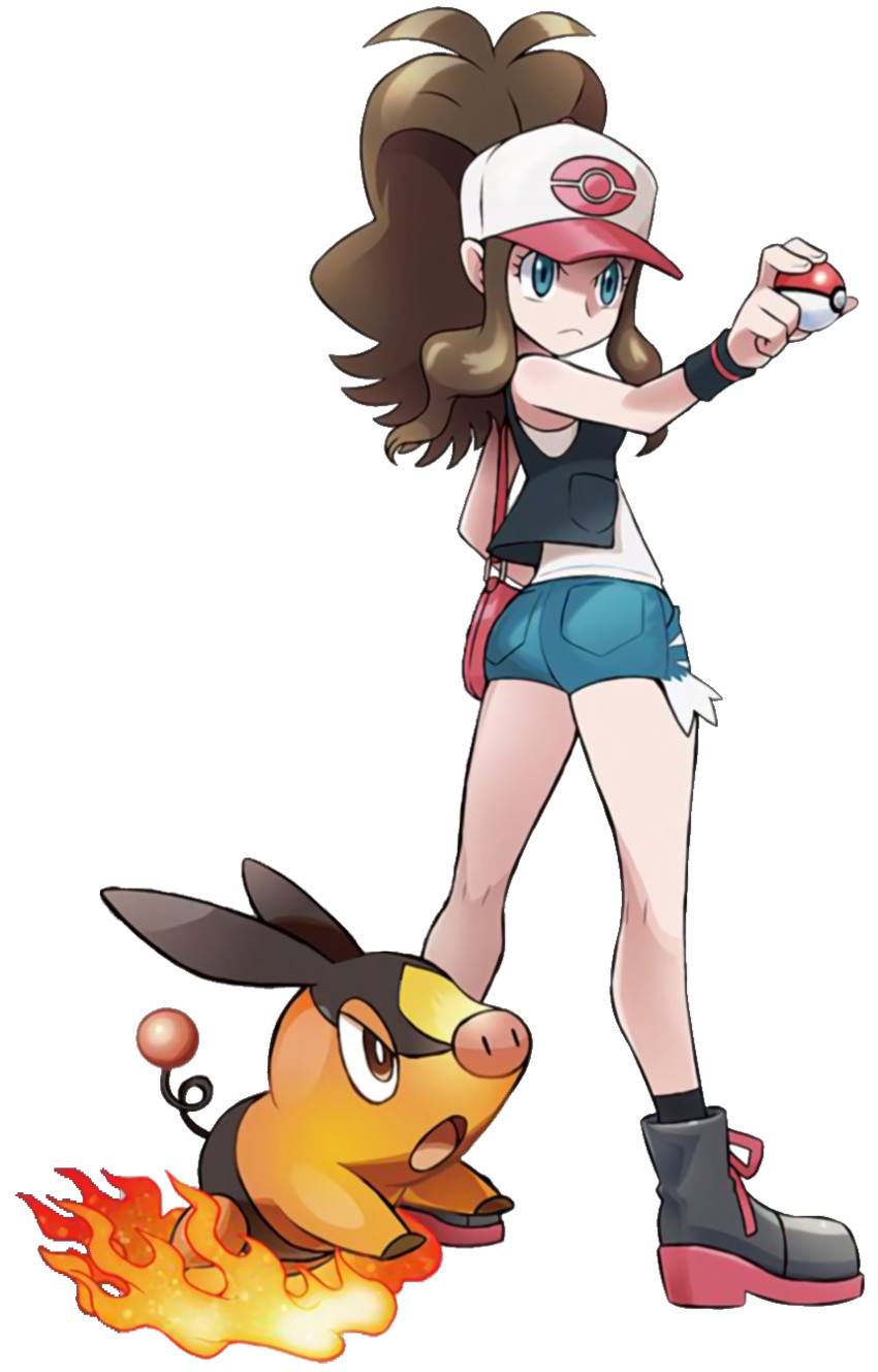 hilda and tepig (pokemon and 1 more) drawn by ariga_hitoshi
