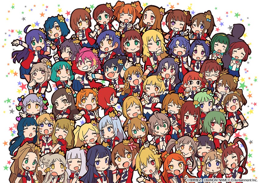 hoshii miki, kisaragi chihaya, amami haruka, kikuchi makoto, shijou takane, and 50 more (idolmaster and 2 more)