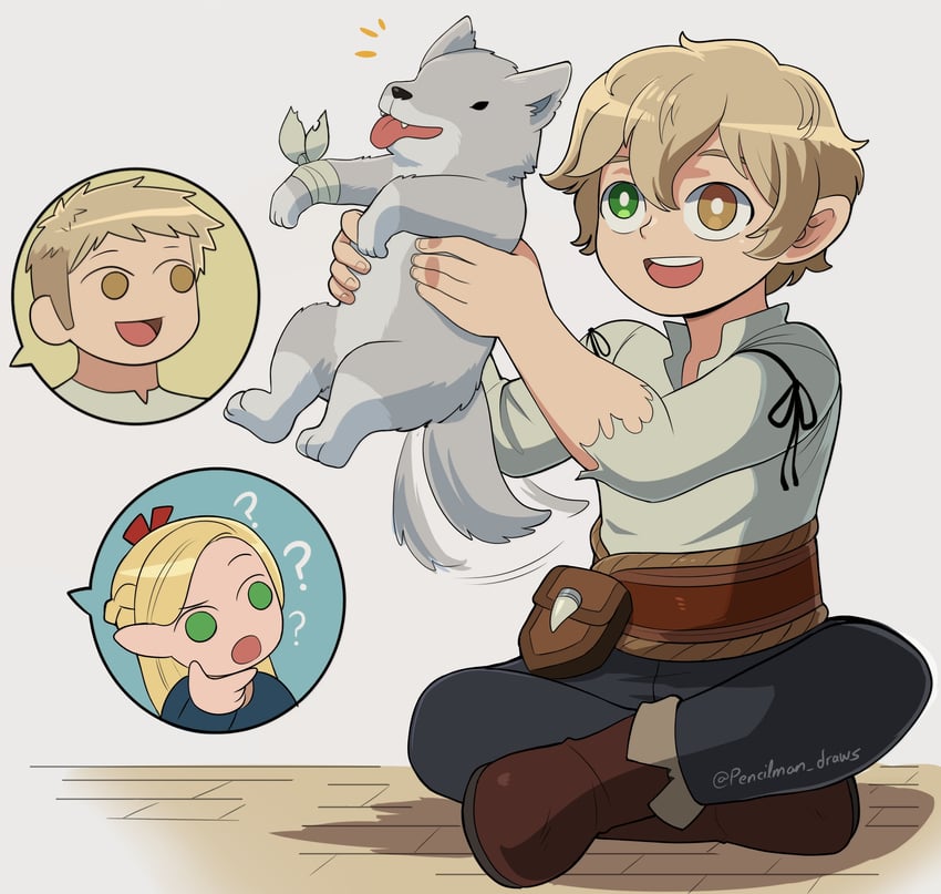 marcille donato and laios touden (dungeon meshi) drawn by pencilman_draws