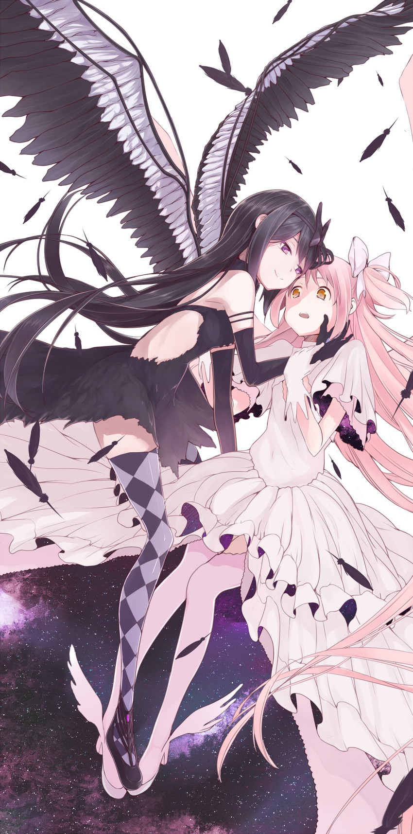 akemi homura, kaname madoka, ultimate madoka, and akuma homura (mahou shoujo madoka magica and 1 more) drawn by kokoro6636
