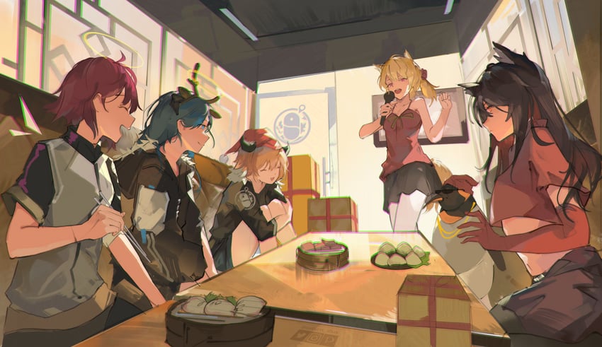 texas, exusiai, mostima, sora, croissant, and 1 more (arknights) drawn by saturn_(saturn_illus)