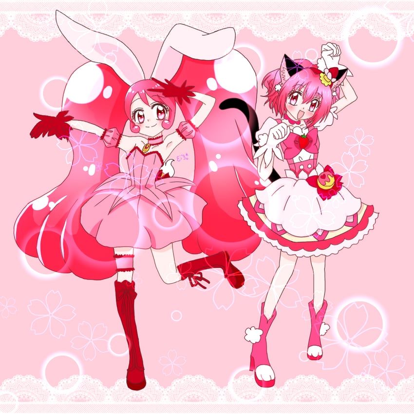 usami ichika, momomiya ichigo, mew ichigo, and cure whip (precure and 2 more) drawn by chou_(daachristine)
