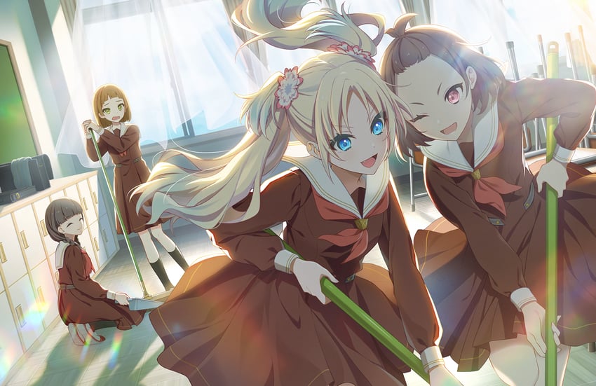 osawa rurino, cina, aena, and biwako (love live! and 1 more)