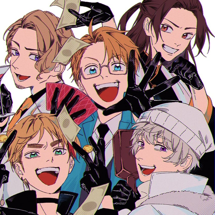 america, united kingdom, russia, china, and france (axis powers hetalia) drawn by saiki_illust2