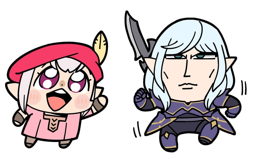 estinien varlineau and tataru taru (final fantasy and 1 more) drawn by bkub