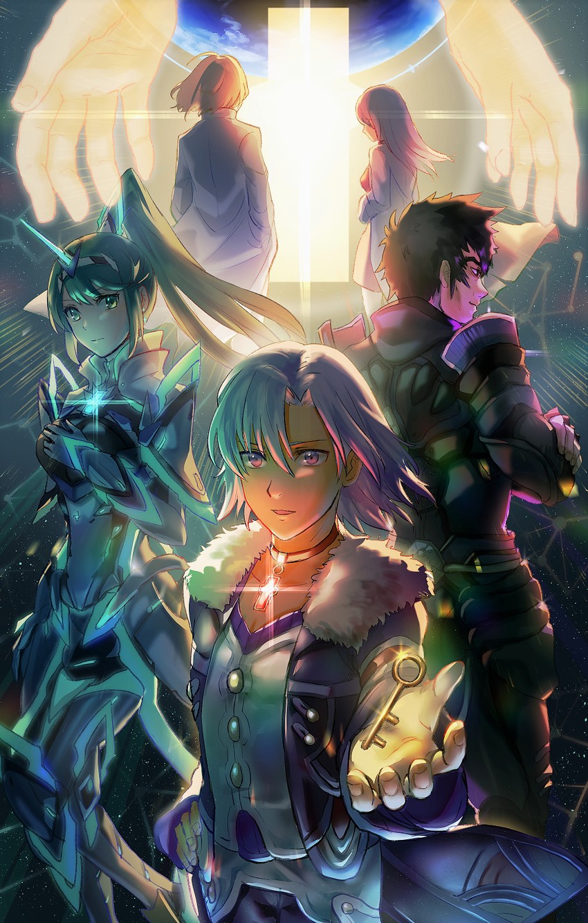 pneuma, malos, alvis, galea, and klaus (xenoblade chronicles and 2 more) drawn by fuwamoko_momen_toufu