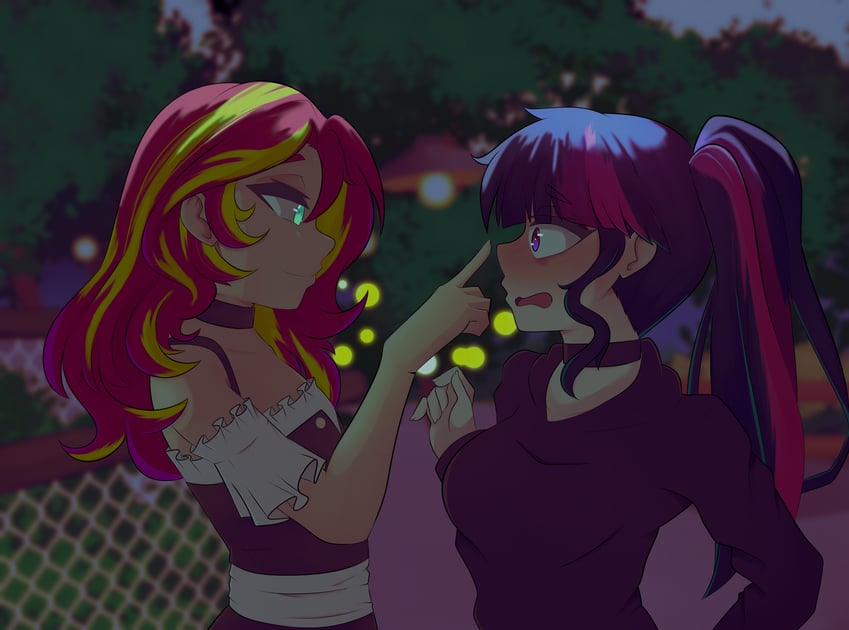twilight sparkle and sunset shimmer (my little pony and 2 more) drawn by shion_(shion_aster)