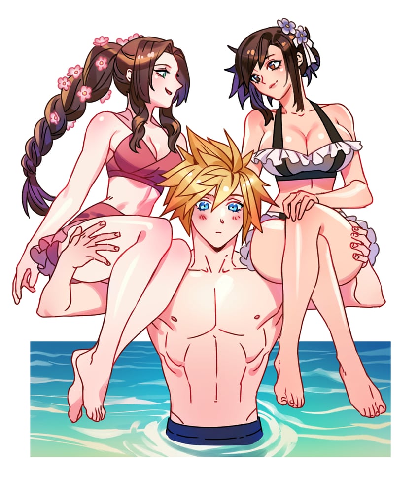 tifa lockhart, cloud strife, and aerith gainsborough (final fantasy and 3 more) drawn by solthrys