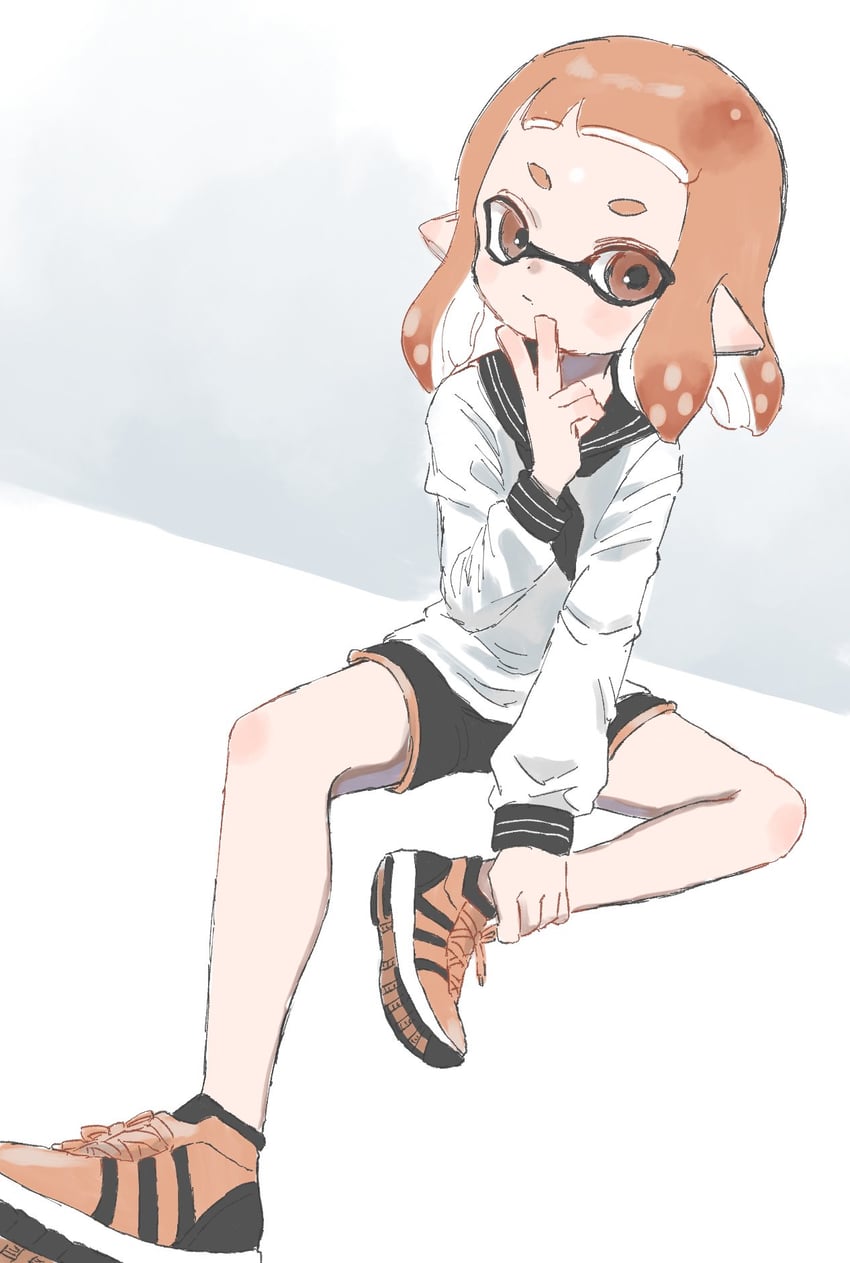 inkling player character and inkling girl (splatoon) drawn by plum0o0