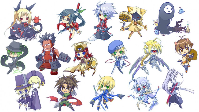makoto nanaya, noel vermillion, ragna the bloodedge, nu-13, rachel alucard, and 14 more (blazblue) drawn by natsumi_ku