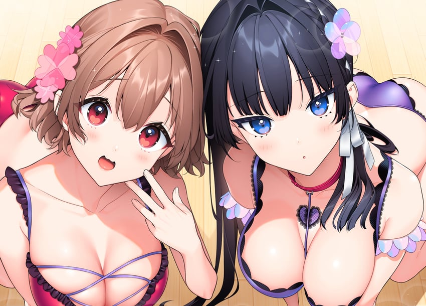 shinjou aina and shinjou arisa (otoko girai na bijin shimai wo namae mo tsugezu ni tasuketara ittai dounaru?) drawn by giuniu