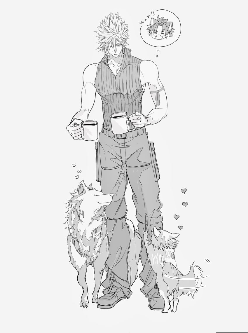 cloud strife and zack fair (final fantasy and 2 more) drawn by 2b_fff
