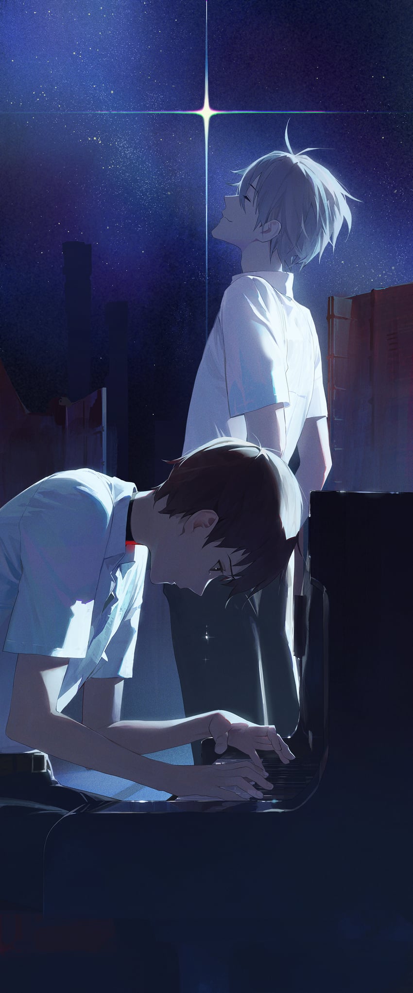 ikari shinji and nagisa kaworu (neon genesis evangelion and 2 more) drawn by modare
