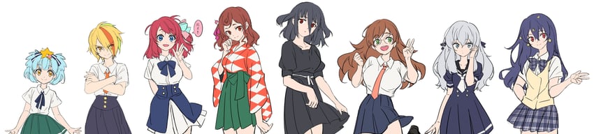 konno junko, minamoto sakura, mizuno ai, nikaidou saki, hoshikawa lily, and 3 more (zombie land saga) drawn by da_huang