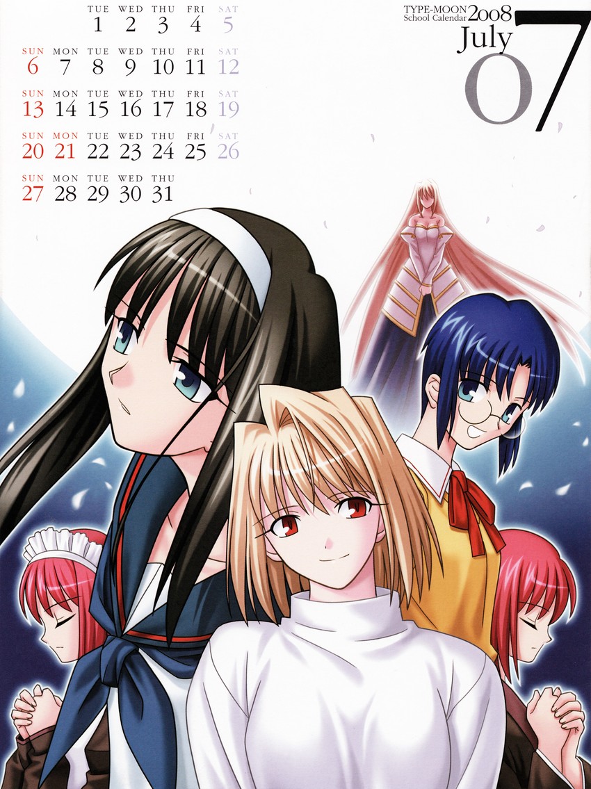arcueid brunestud, ciel, tohno akiha, kohaku, hisui, and 1 more (tsukihime) drawn by takeuchi_takashi