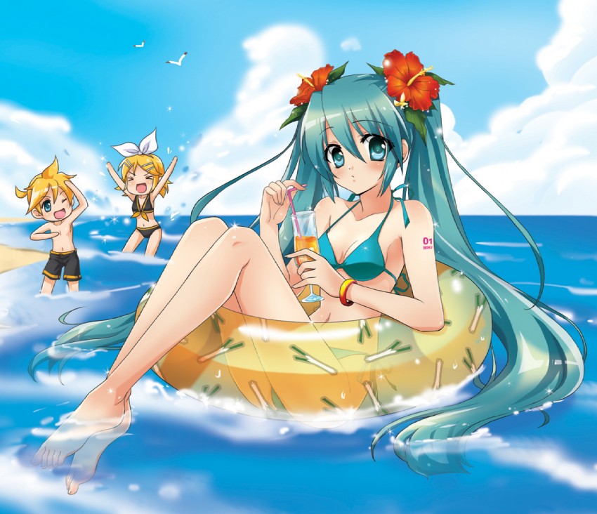 hatsune miku, kagamine rin, and kagamine len (vocaloid) drawn by sugaro