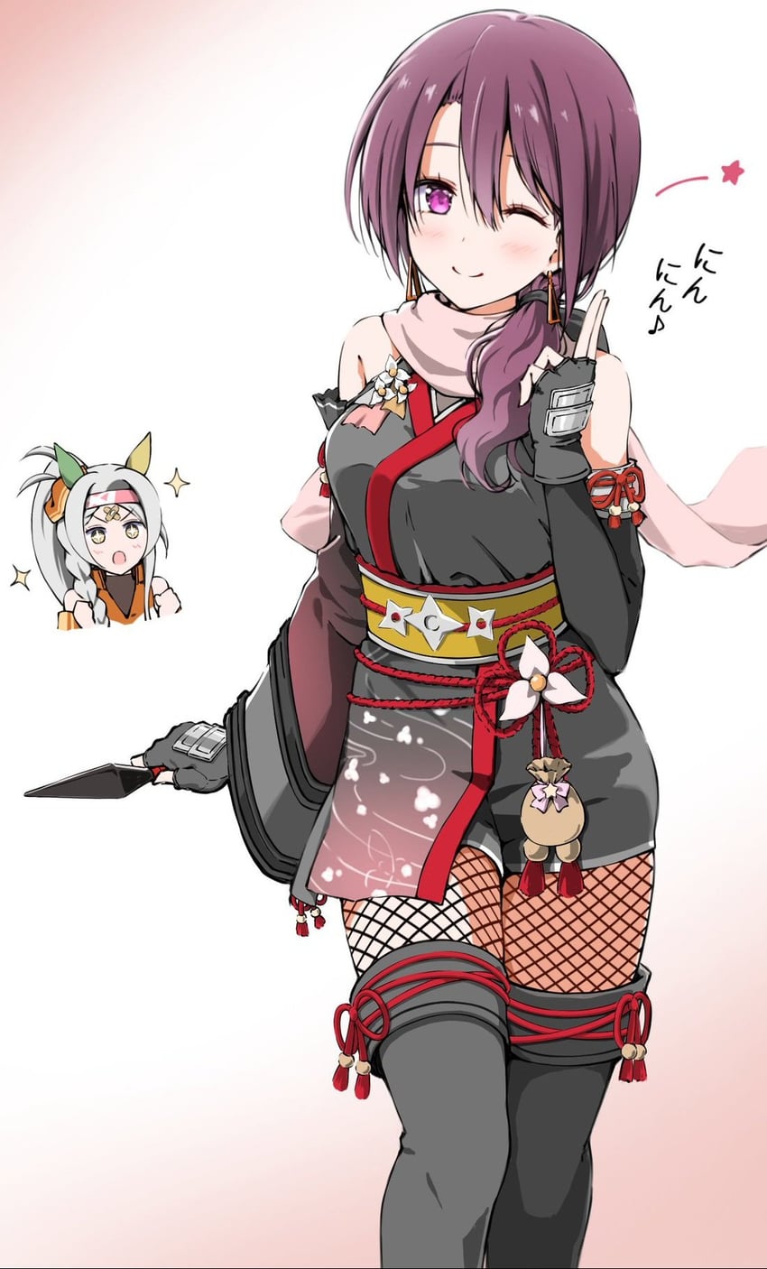 sonon elfie, super creek, and tsurugi ryoka (umamusume) drawn by tanaka_wonder
