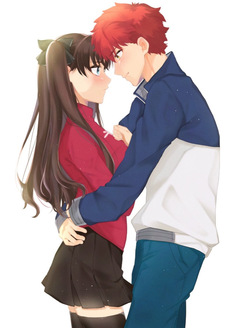 tohsaka rin and emiya shirou (fate and 1 more) drawn by toutou_(fufu0o)