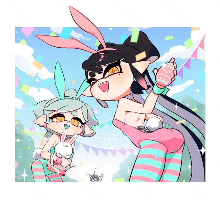 callie, marie, and cap'n cuttlefish (splatoon) drawn by coula_cat