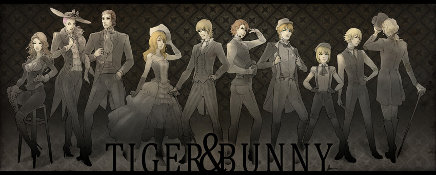 barnaby brooks jr., kaburagi t. kotetsu, ivan karelin, huang pao-lin, karina lyle, and 5 more (tiger & bunny) drawn by alexiussana