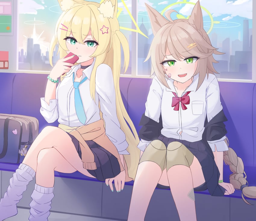 peroro, otogi, and kurumi (blue archive) drawn by myuf