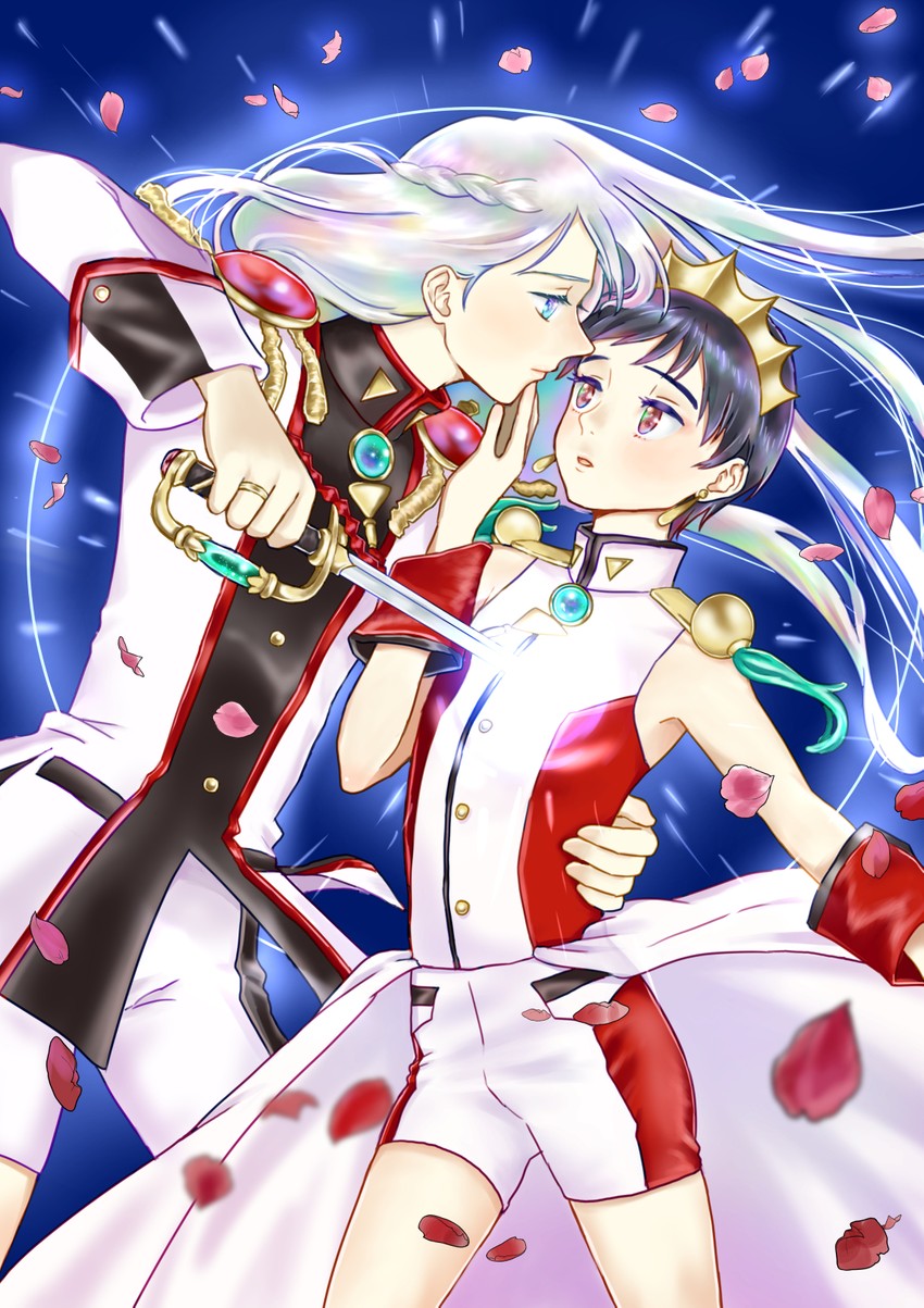 katsuki yuuri, viktor nikiforov, tenjou utena, and himemiya anthy (yuri!!! on ice and 2 more) drawn by ichigo_daifuku_(blumenwalzer0903)