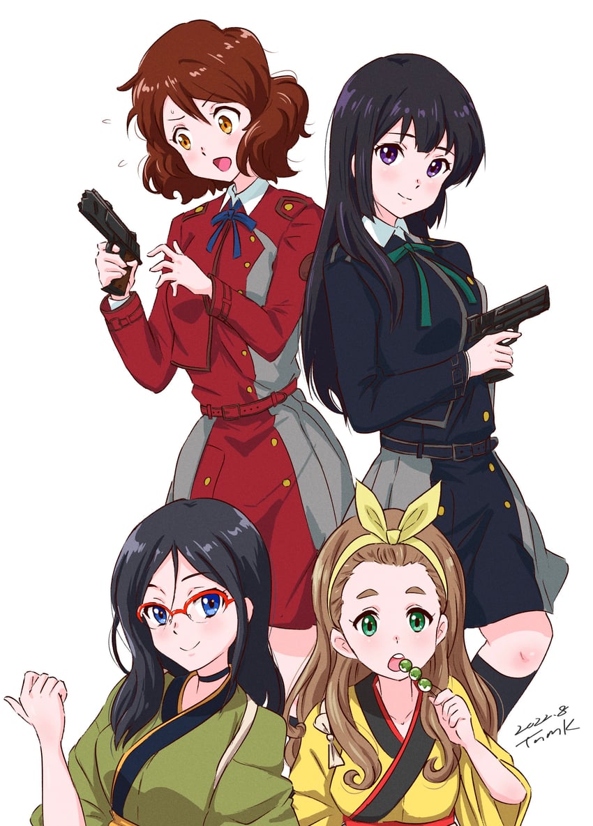 oumae kumiko, kousaka reina, yoshikawa yuuko, tanaka asuka, kurumi, and 1 more (lycoris recoil and 1 more) drawn by tsunemoku