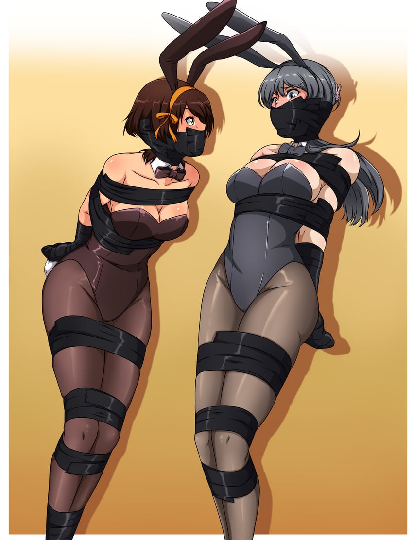 suzumiya haruhi and sakurajima mai (suzumiya haruhi no yuuutsu and 1 more) drawn by ryner-e