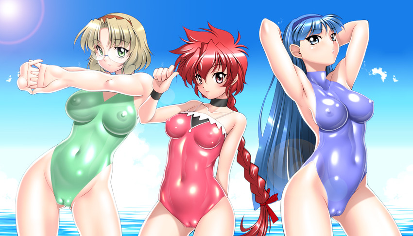 shidou hikaru, ryuuzaki umi, and hououji fuu (magic knight rayearth) drawn by sakura_ryuuken