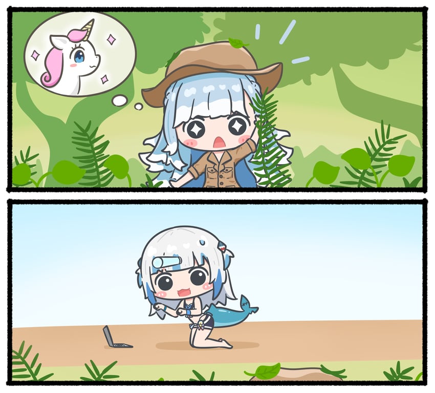 gawr gura and kobo kanaeru (hololive and 2 more) drawn by mpien