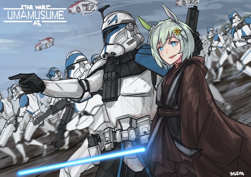 seiun sky, anakin skywalker, and captain rex (umamusume and 2 more) drawn by yaya_(17201490)