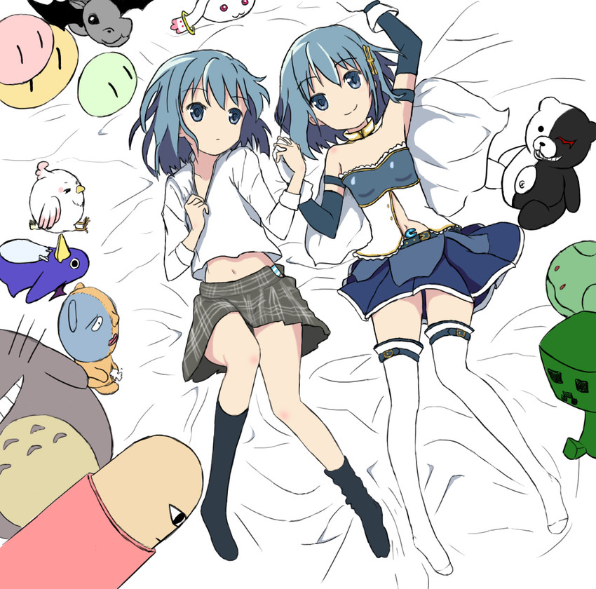 miki sayaka, kyubey, monokuma, haro, prinny, and 5 more (mahou shoujo madoka magica and 12 more) drawn by x_k_o