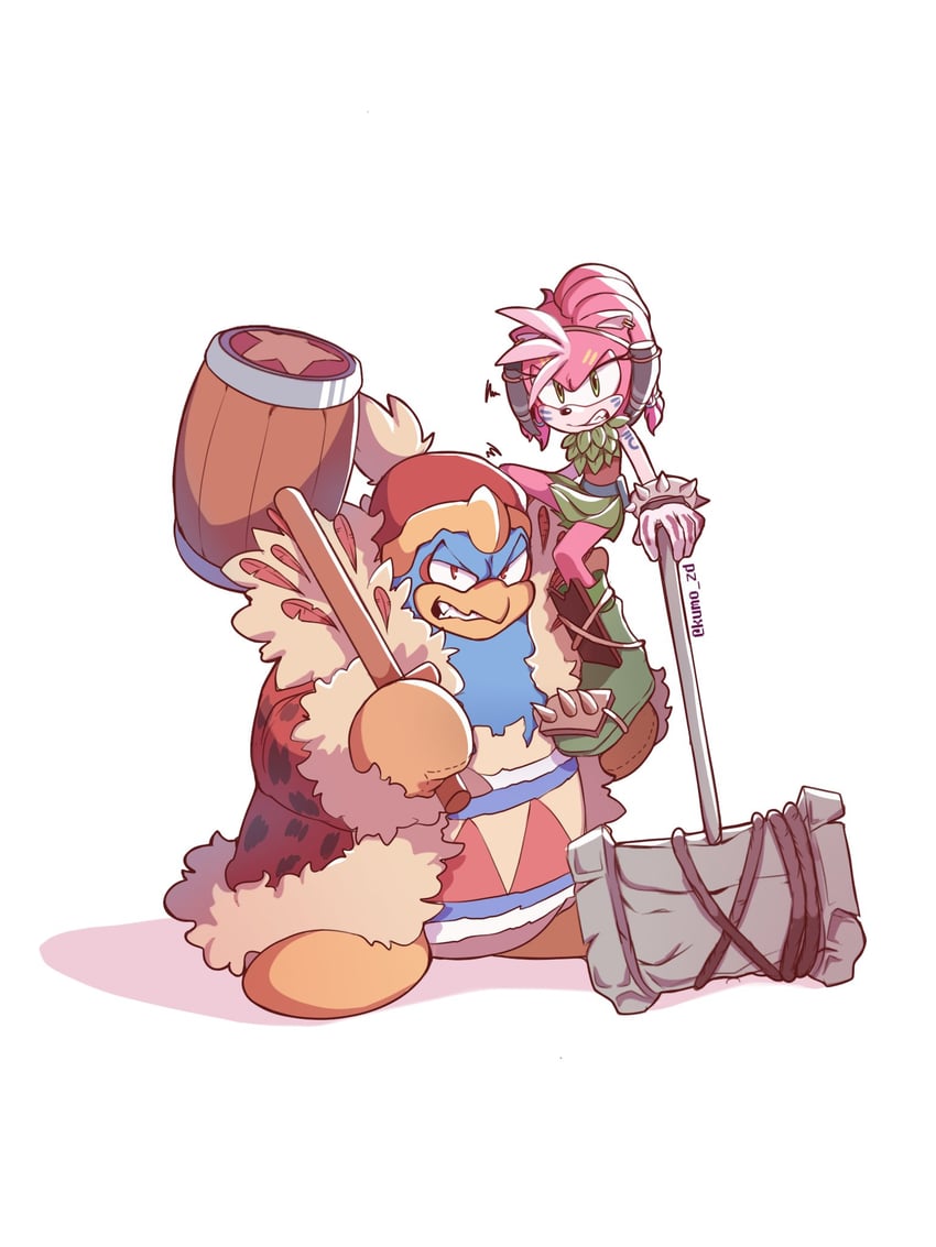 amy rose, king dedede, and thorn rose (sonic and 3 more) drawn by kumo_zd