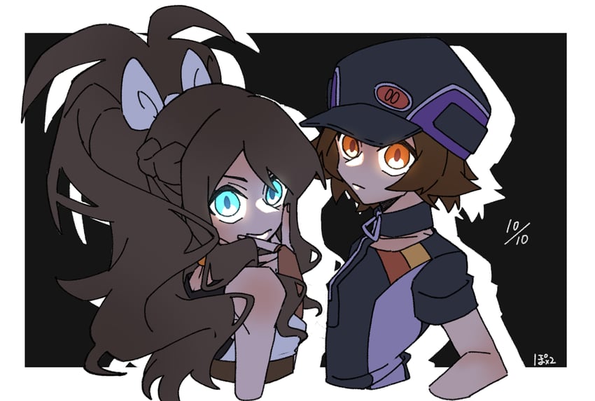 hilda and hilbert (pokemon and 1 more) drawn by po_posan