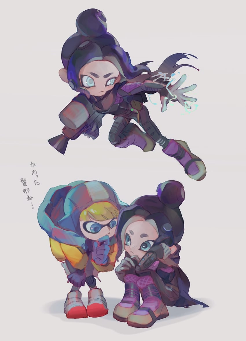 inkling player character, octoling player character, wattson, and wraith (splatoon and 1 more) drawn by renee_shika_egakan