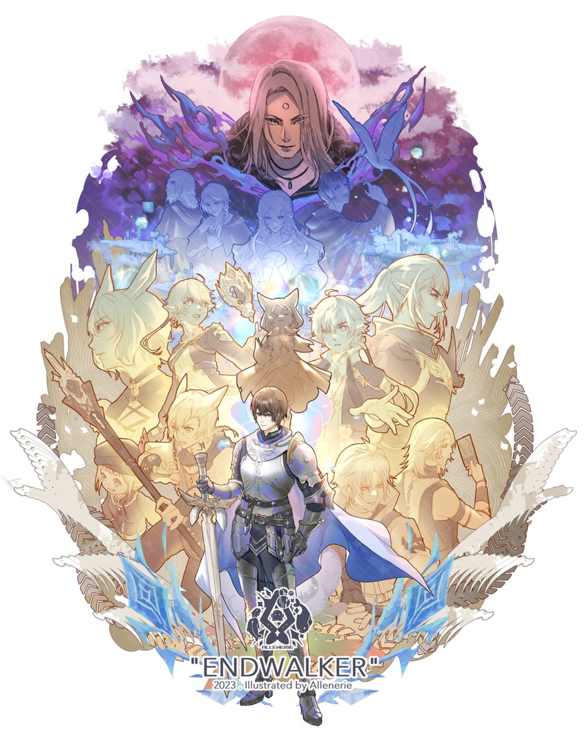 warrior of light, y'shtola rhul, g'raha tia, venat, adventurer, and 13 more (final fantasy and 1 more) drawn by allenerie