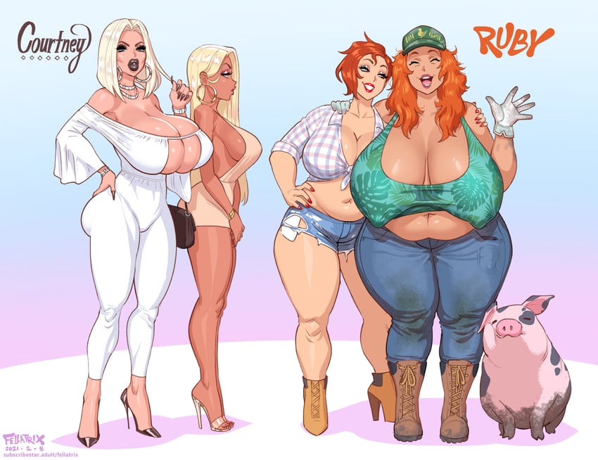 brittany, courtney, amber, and ruby (original) drawn by fellatrix