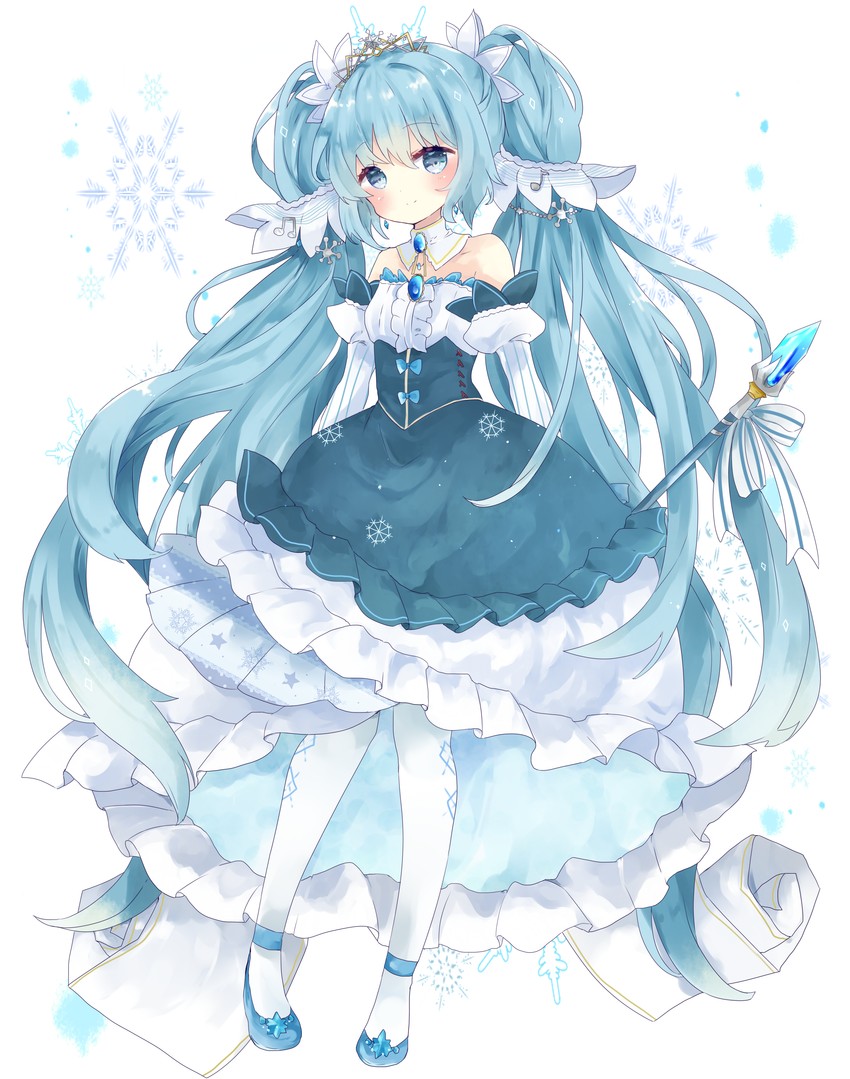 hatsune miku and yuki miku (vocaloid) drawn by tsukiyo_(skymint)