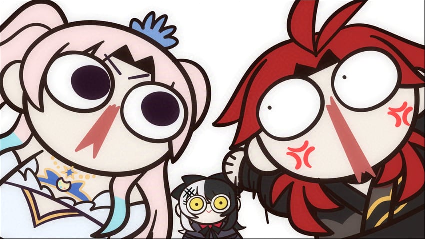 shiori novella, airani iofifteen, and jurard t rexford (hololive and 4 more) drawn by yinmelonsoup