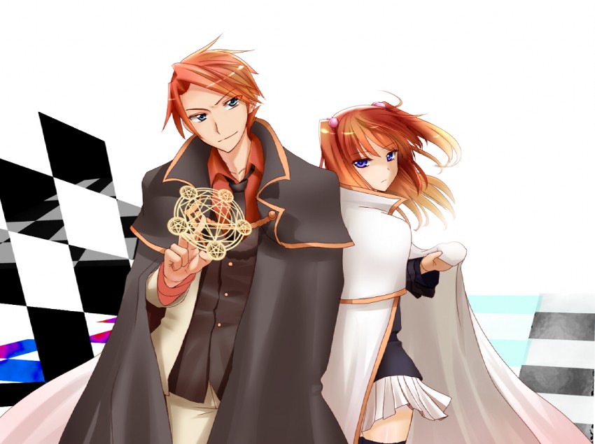 ushiromiya battler and ushiromiya ange (umineko no naku koro ni) drawn by komore