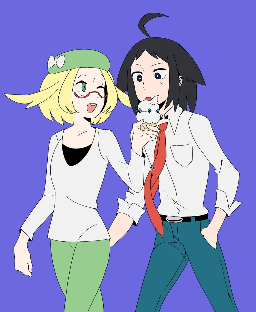 bianca and cheren (pokemon and 1 more) drawn by vousser