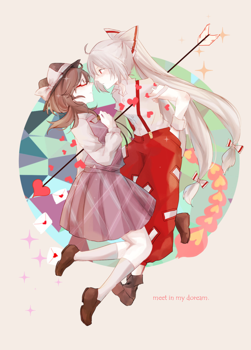 fujiwara no mokou and usami sumireko (touhou) drawn by sooru0720