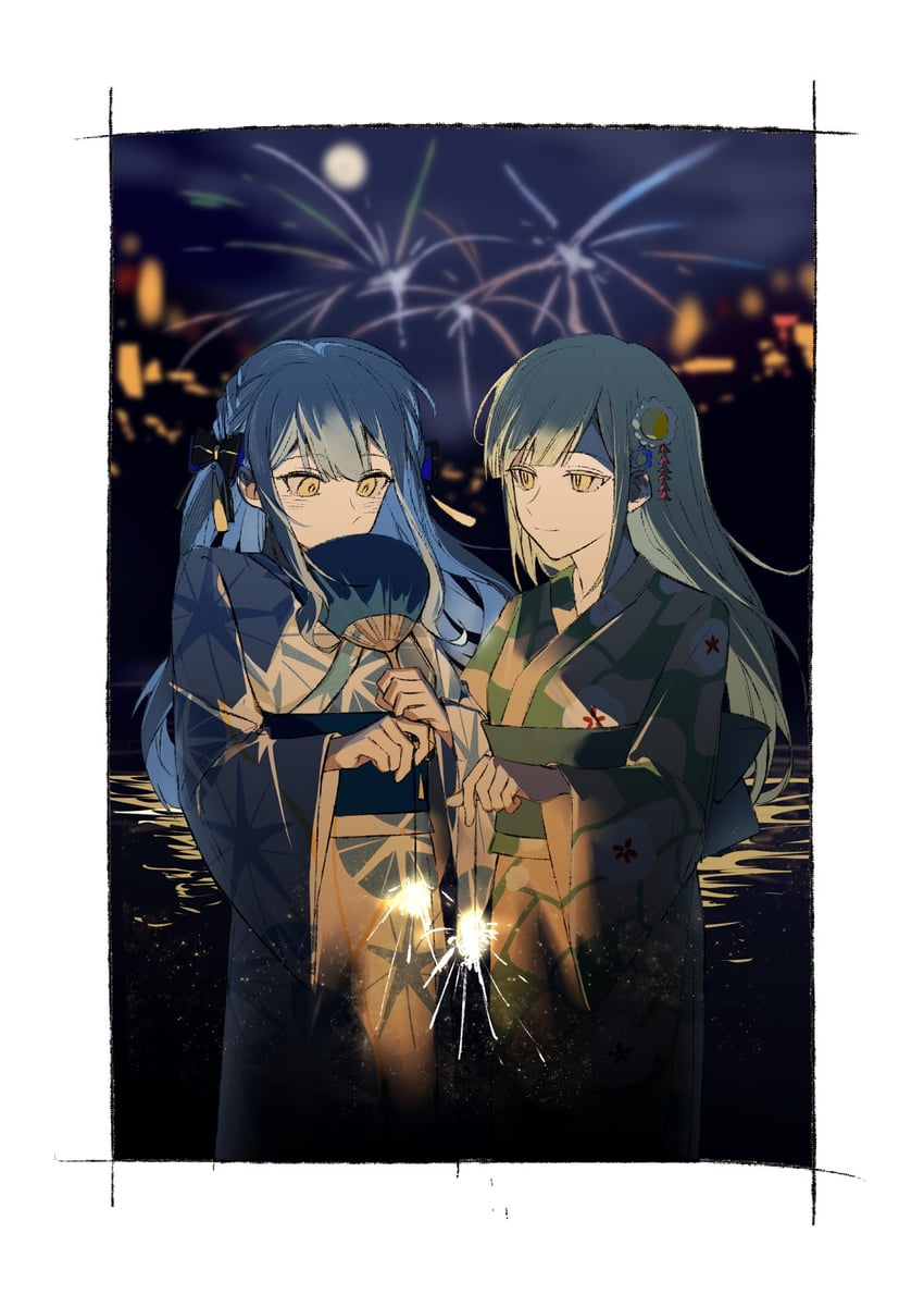 togawa sakiko and wakaba mutsumi (bang dream! and 1 more) drawn by baiyubyy