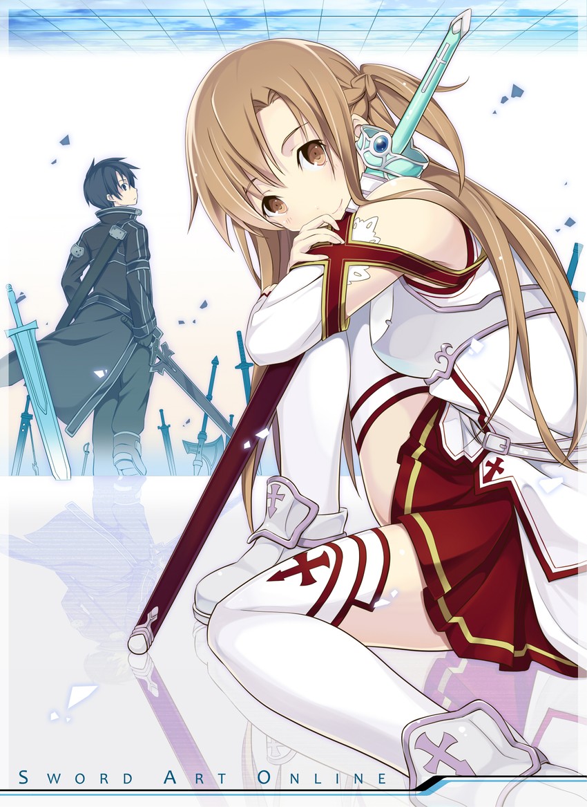 asuna and kirito (sword art online) drawn by itoichi.