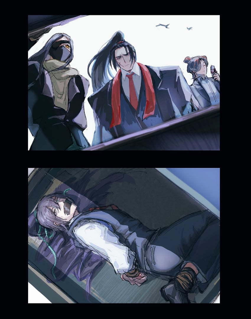 hong lu, jia qiu, zigong, and zilu (project moon and 1 more) drawn by yuanbuzhi